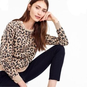 J. Crew Merino wool crewneck sweatshirt in leopard Small